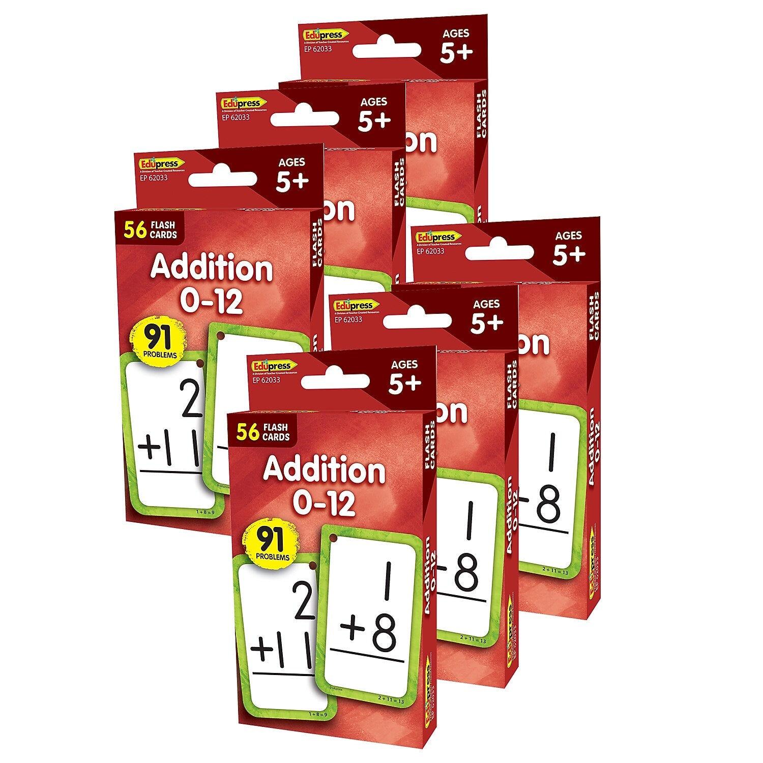 Edupress Addition 0-12 Flash Cards, 6 Packs (EP-62033-6)