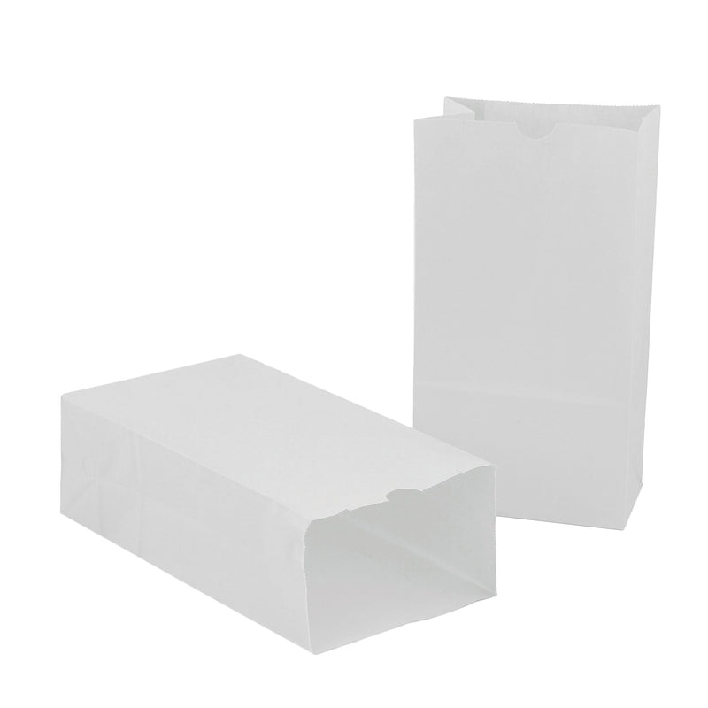 Hygloss Large Gusseted Paper Bags, 6" x 3.5" x 11", White, 100 Per Pack, 2 Packs (HYG66101-2)