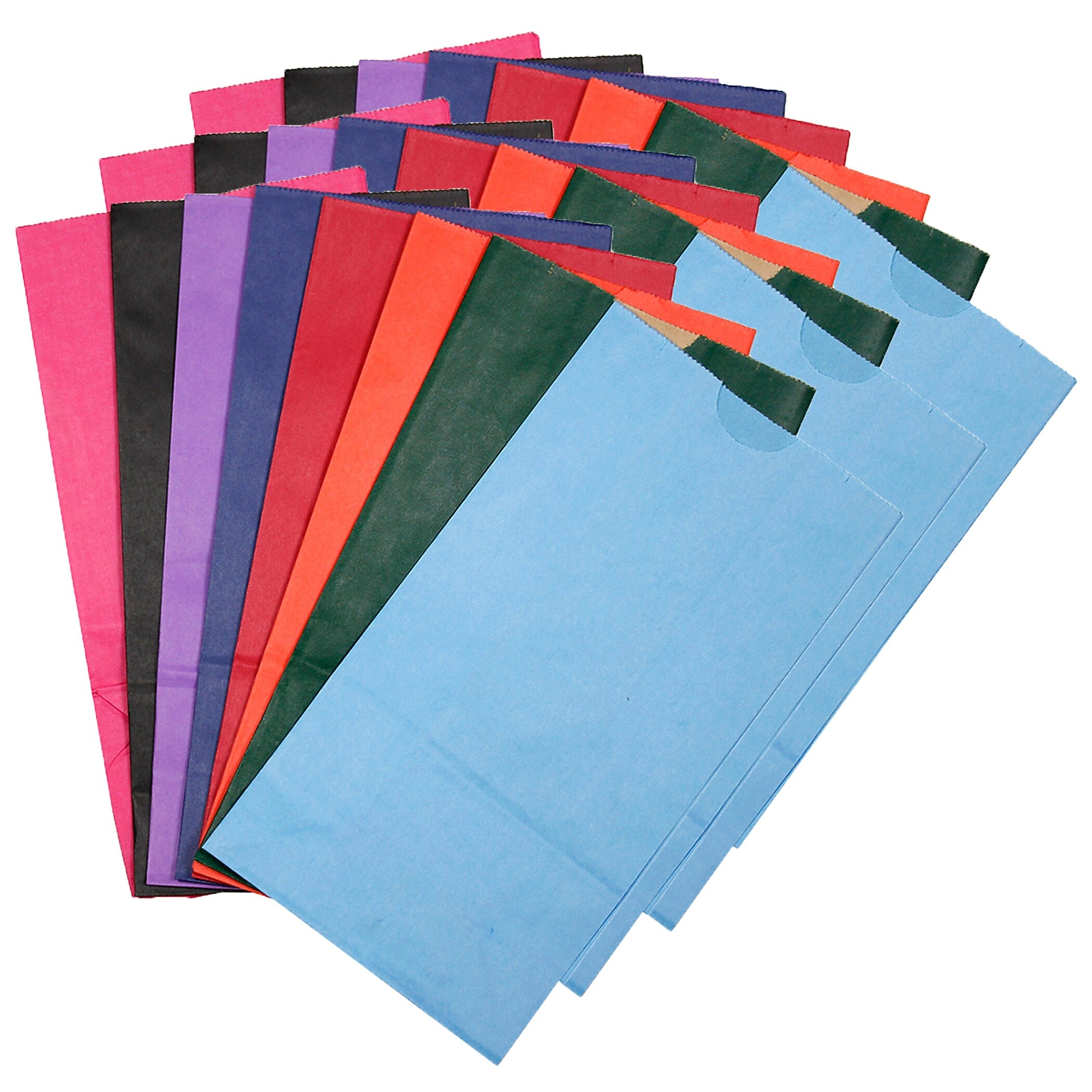 Hygloss Gusseted Flat Bottom Paper Bags, Size #6, Bright Assorted Colors, 28/Pack, 3 Packs (HYG66288-3)