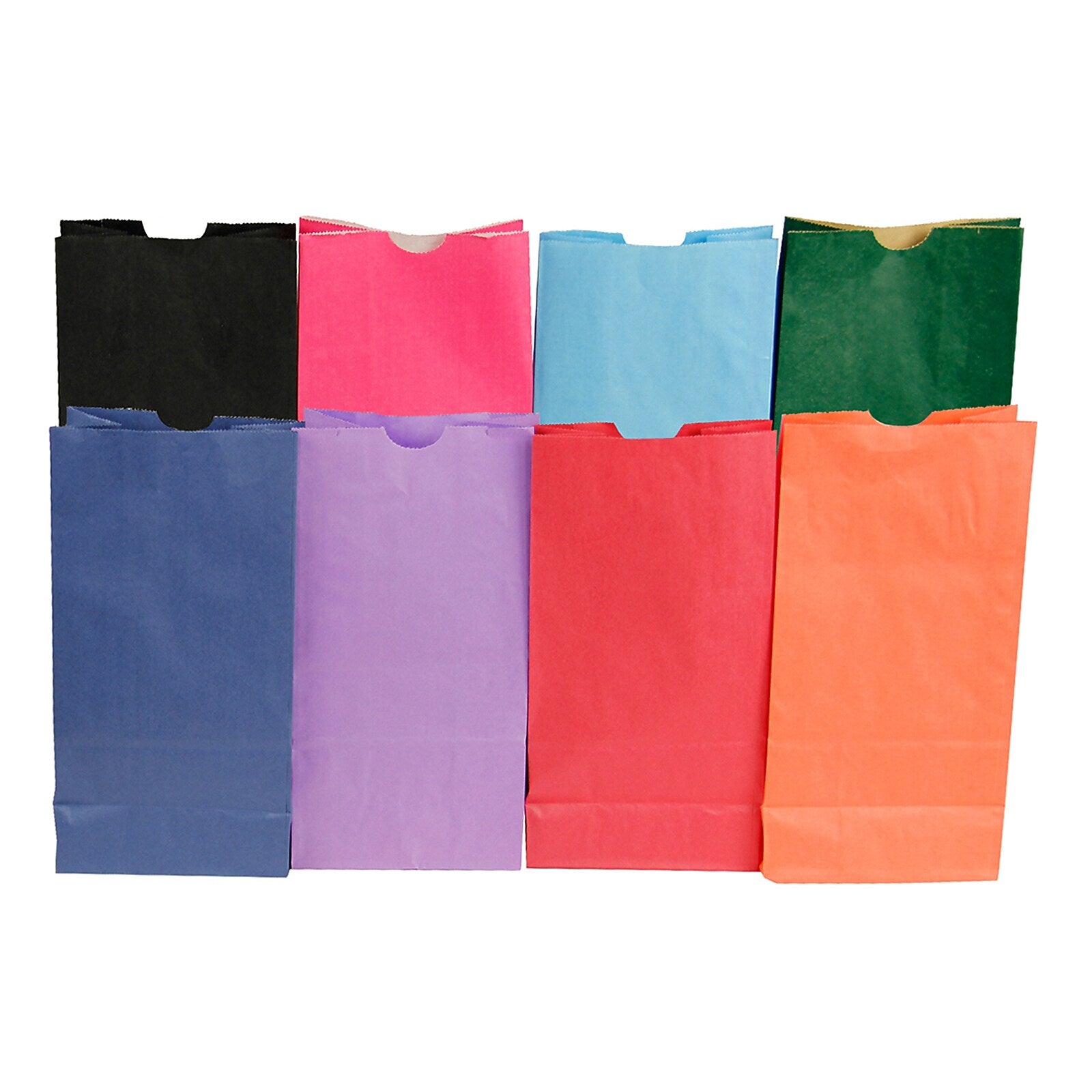 Hygloss Gusseted Flat Bottom Paper Bags, Size #6, Bright Assorted Colors, 28/Pack, 3 Packs (HYG66288-3)