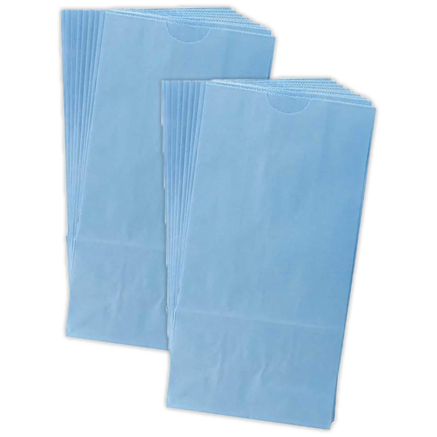 Hygloss Gusseted Paper Bags, #6 (6" x 3.5" x 11"), Blue, 50 Per Pack, 2 Packs (HYG66509-2)