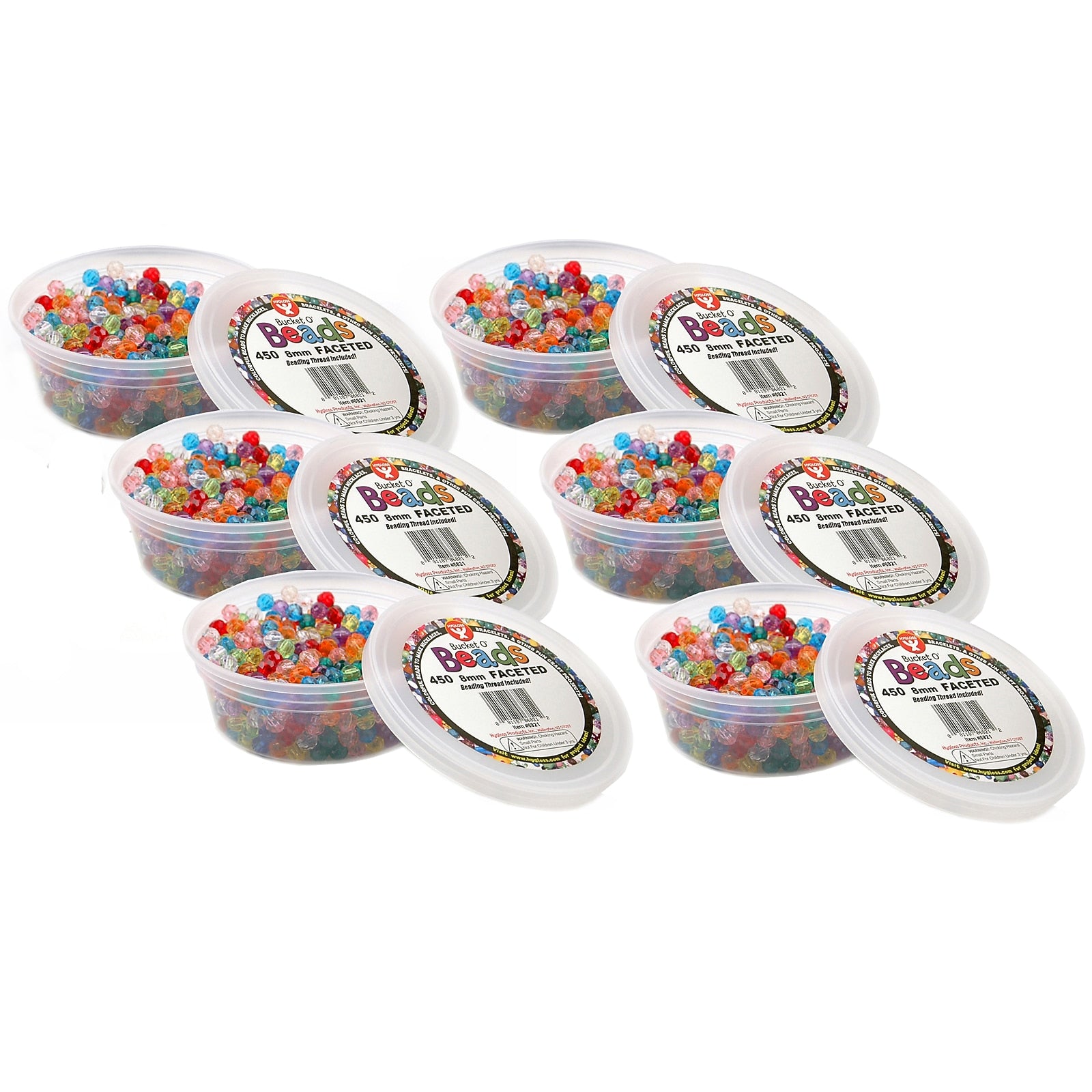 Hygloss Bucket O’ Beads, Faceted, 8 mm, 450/Pack, 6 Packs (HYG6821-6)