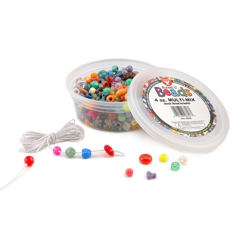 Hygloss Bucket O’ Beads, Multi-Mix, Asstd Sizes, 4 oz Per Pack, 6 Packs (HYG6826-6)