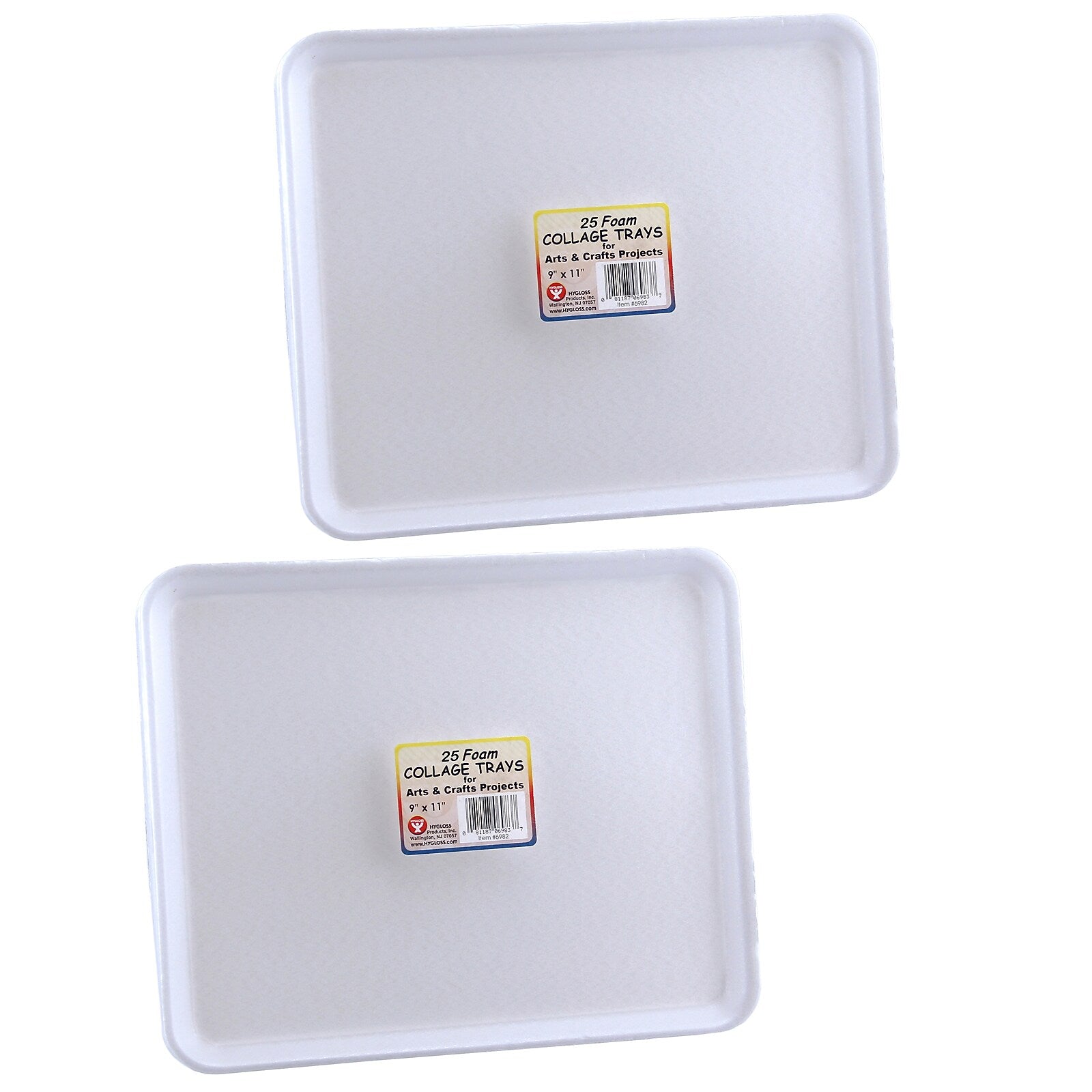 Hygloss Foam Trays, 9" x 11", 25 Per Pack, 2 Packs (HYG6982-2)
