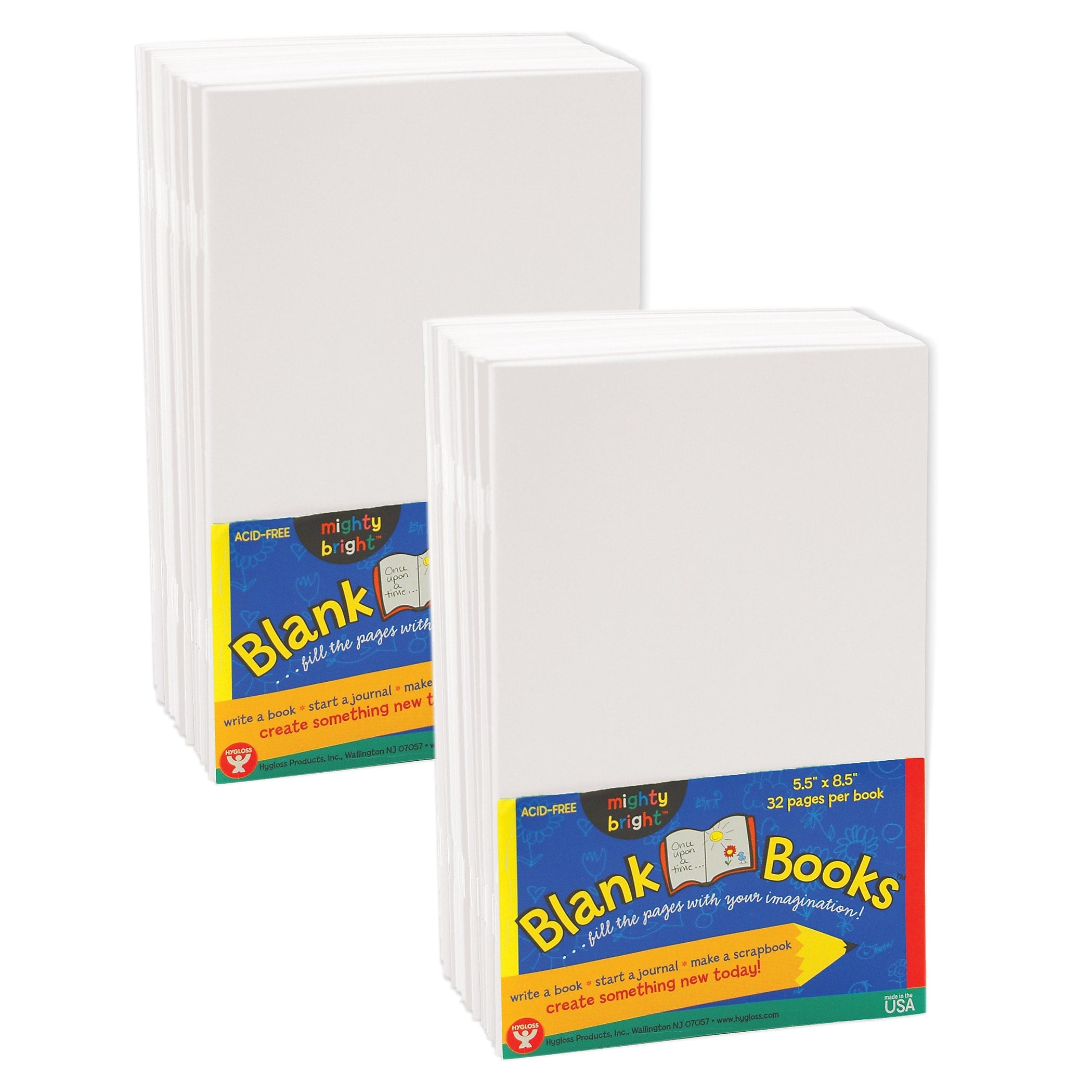 Hygloss Blank Books 8.5" x 5.5" Drawing Sketch Book, 32 Sheets/Book, 10 Books/Pack, 2 Packs/Bundle (HYG77710-2)