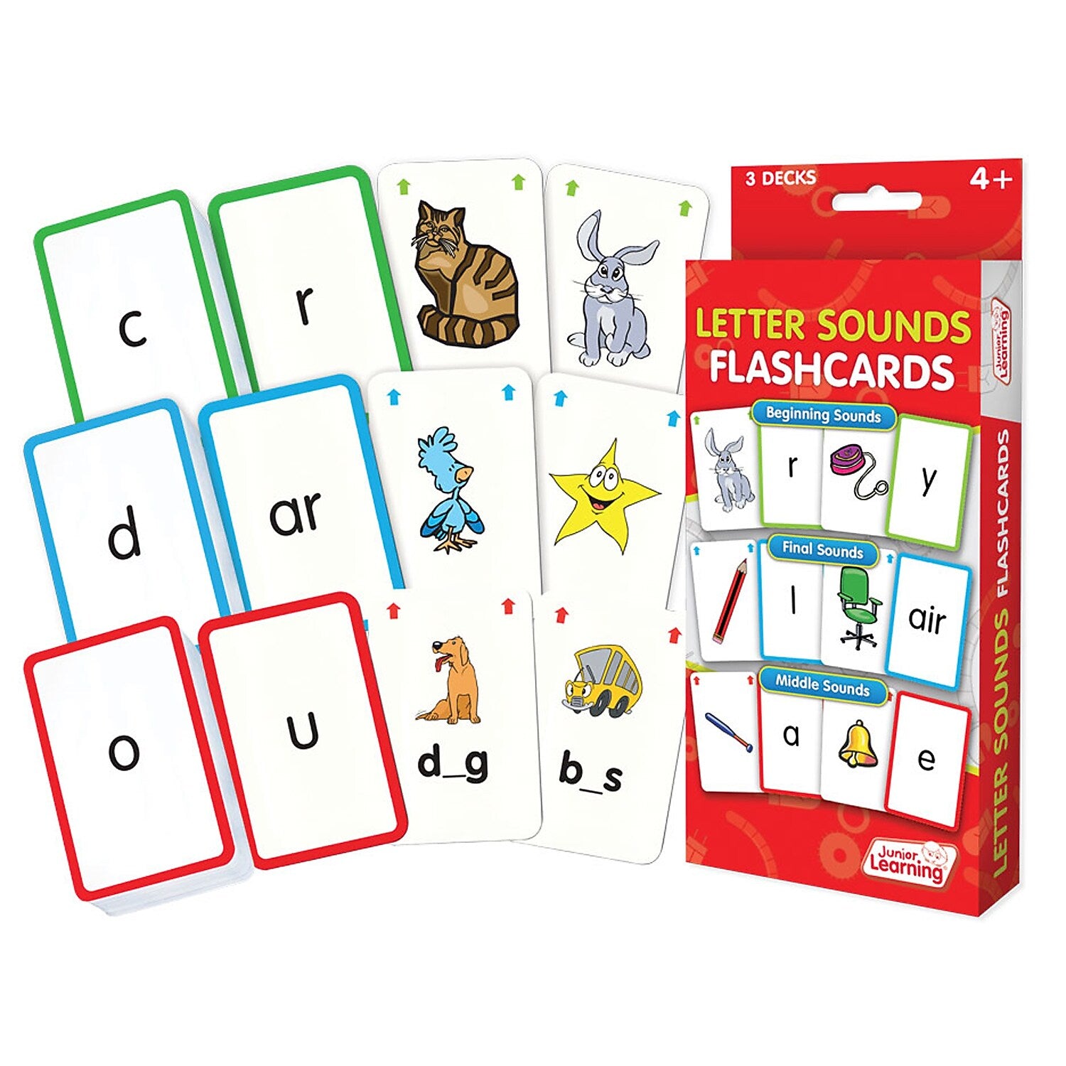 Junior Learning Letter Sound Flashcards, 3 Sets Per Pack, 3 Packs (JRL202-3)