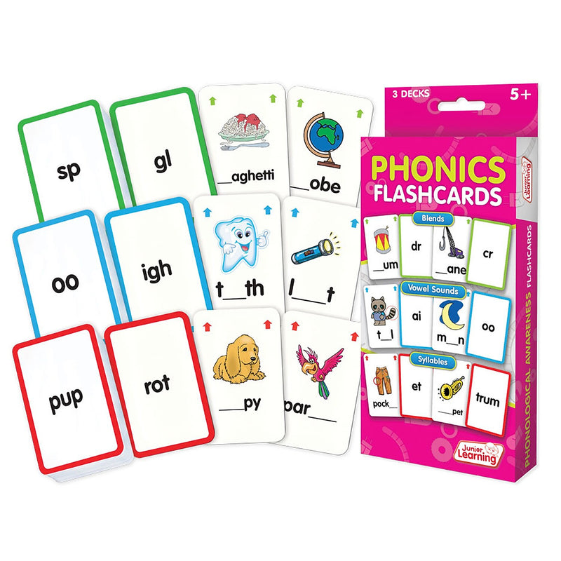 Junior Learning Phonics Flashcards, 3 Sets Per Pack, 3 Packs (JRL203-3)