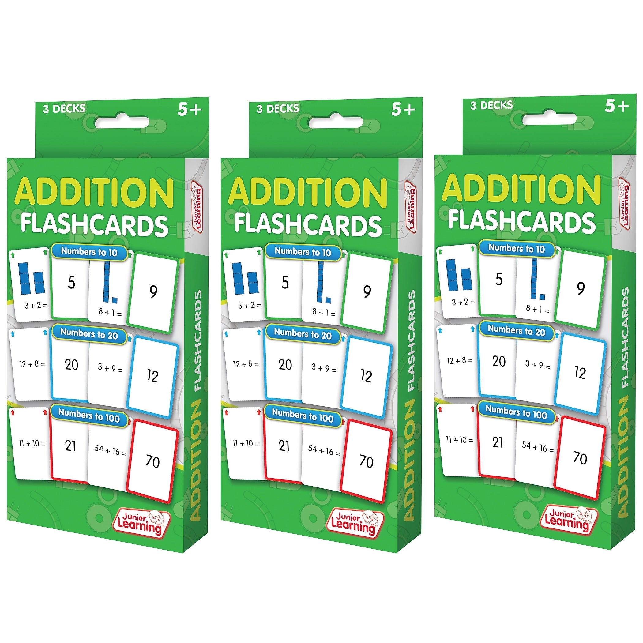 Junior Learning Addition Flashcards, 3 Sets Per Pack, 3 Packs (JRL204-3)
