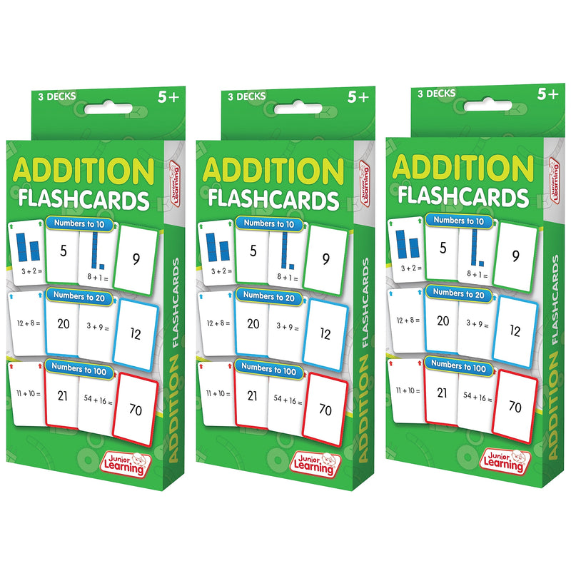 Junior Learning Addition Flashcards, 3 Sets Per Pack, 3 Packs (JRL204-3)
