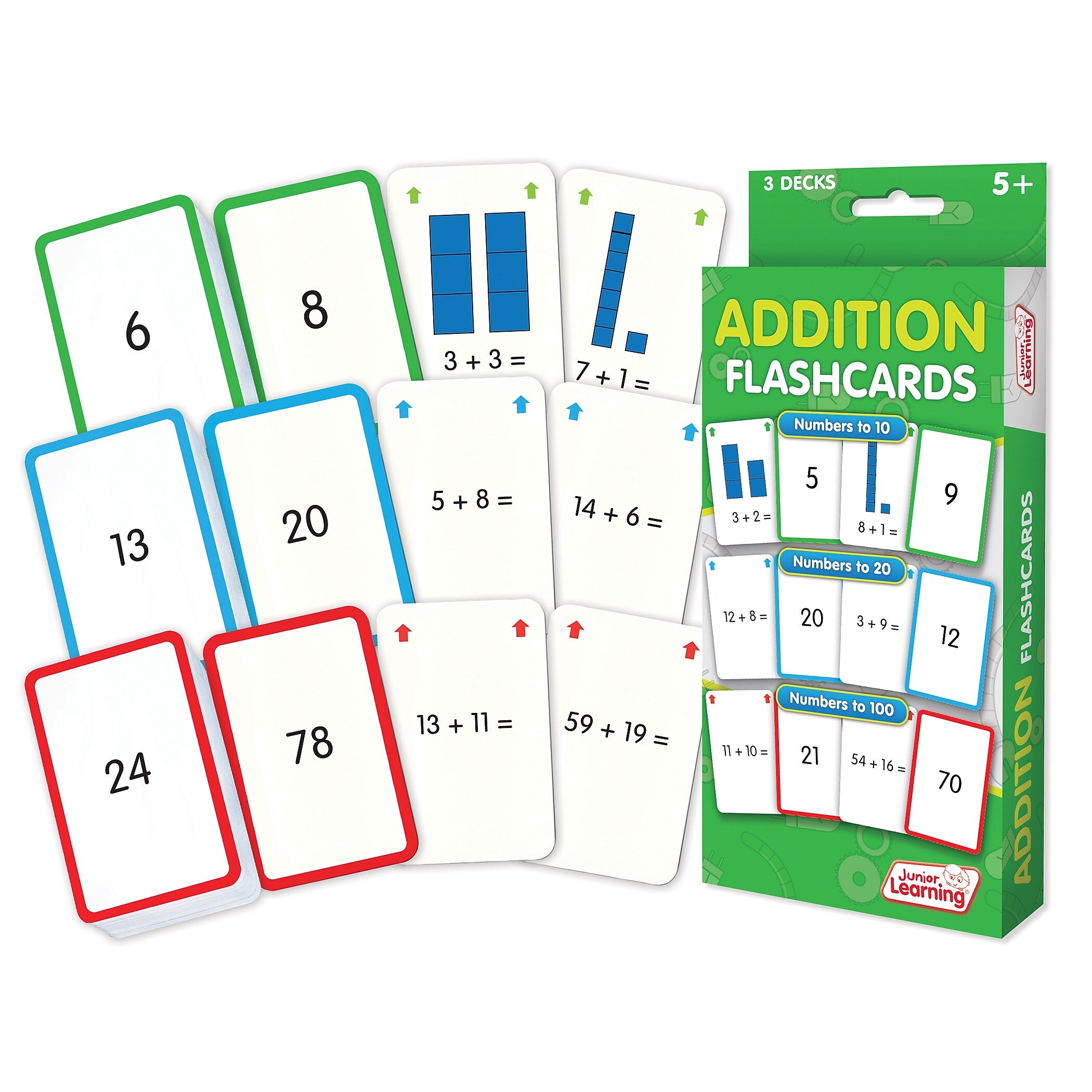 Junior Learning Addition Flashcards, 3 Sets Per Pack, 3 Packs (JRL204-3)