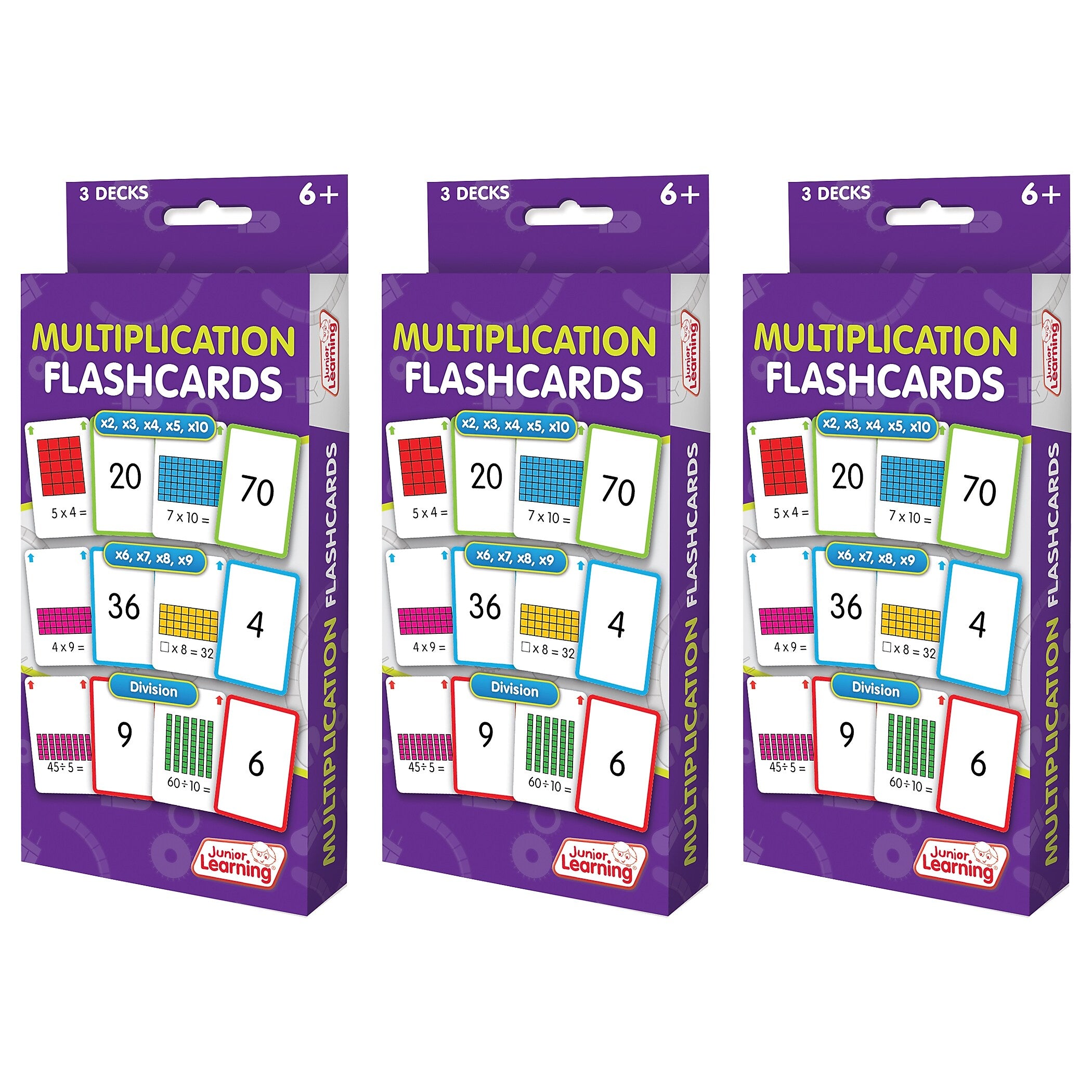 Junior Learning Multiplication Flashcards, 3 Sets Per Pack, 3 Packs (JRL206-3)