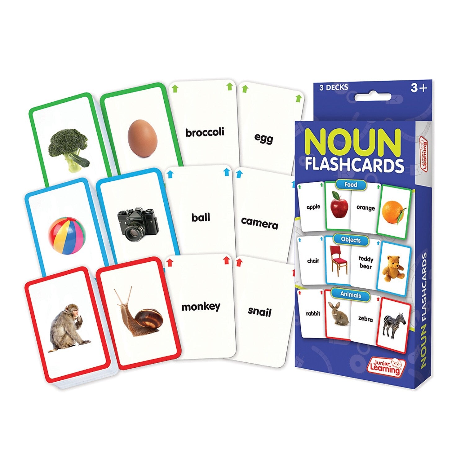 Junior Learning Nouns Flashcards, 3 Decks Per Pack, 3 Packs (JRL214-3)