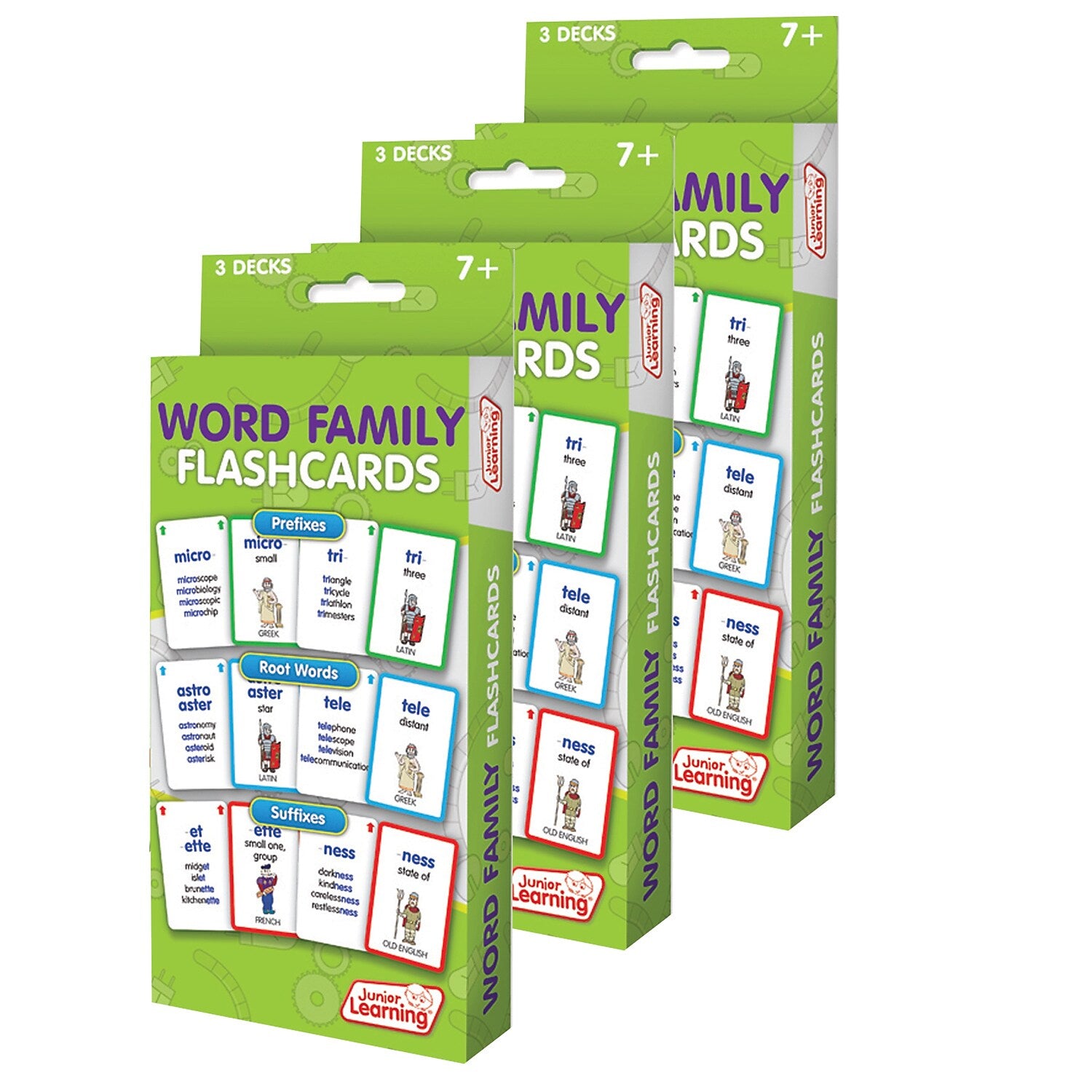 Junior Learning Word Families Flash Cards, 3 Decks Per Pack, 3 Packs (JRL216-3)