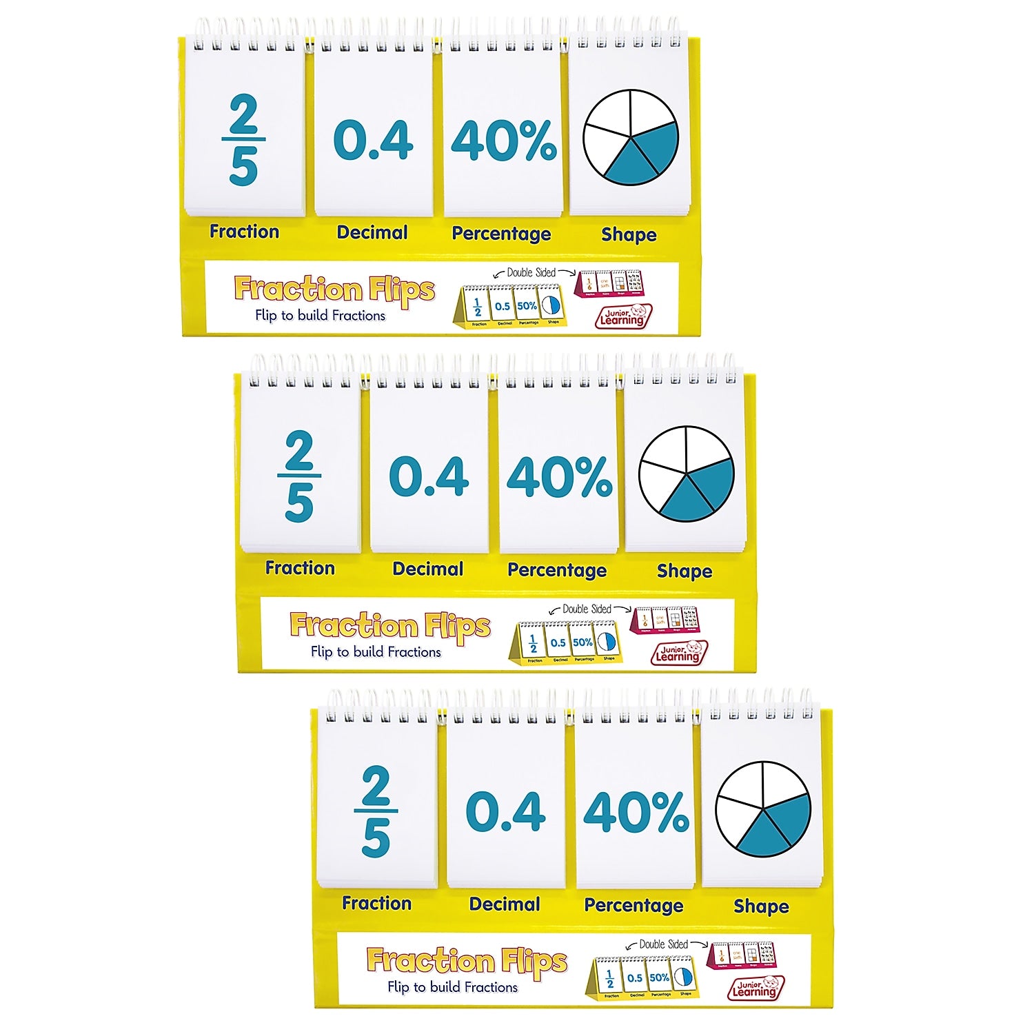 Junior Learning Fractions Flips, Pack of 3 (JRL454-3)