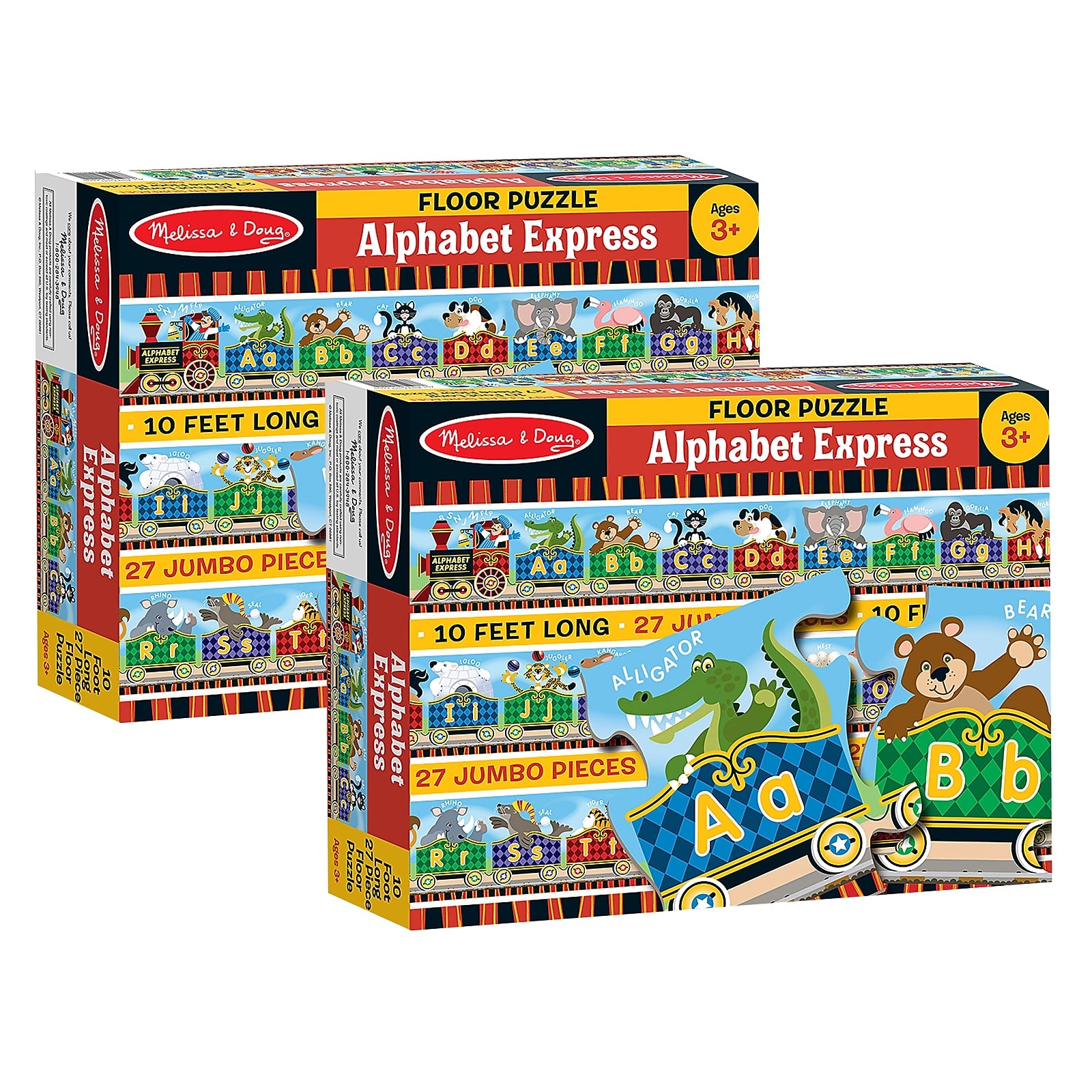 Melissa & Doug Alphabet Express Floor Puzzle, 10' x 6-1/2", 27 Pieces, Pack of 2 (LCI4420-2)