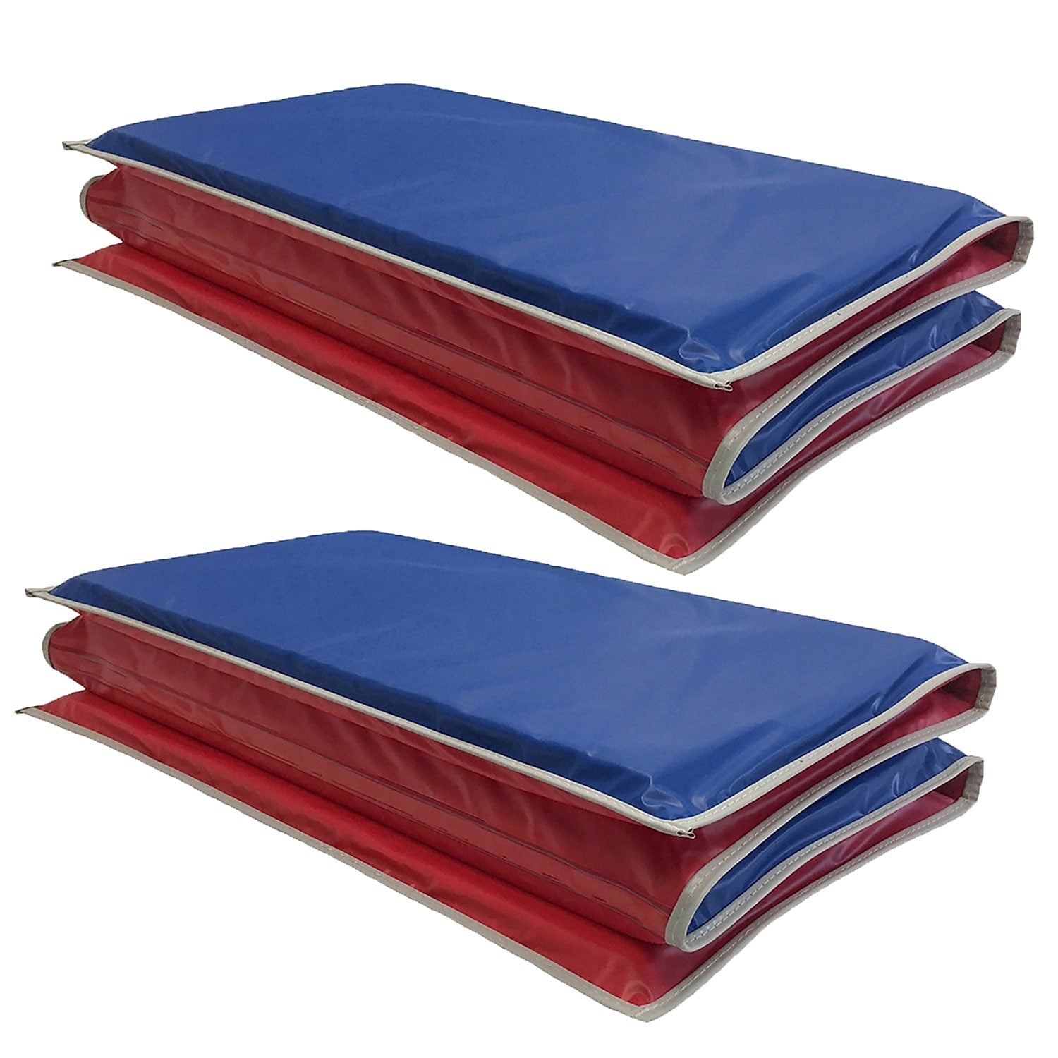 KinderMat 3-Fold Vinyl Basic Mat, 45" x 19", Red/Blue with Gray Binding, 2/Bundle (PZ-KM110-2)
