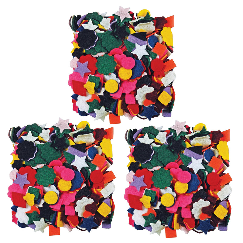 Roylco Felt Shapes, 500 Per Pack, 3 Packs (R-2138-3)