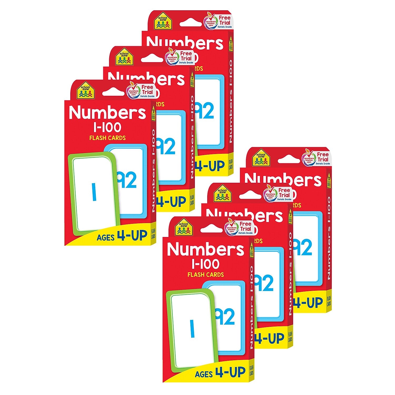 School Zone Publishing Numbers 1-100 Flash Cards, 6 Packs (SZP04005-6)