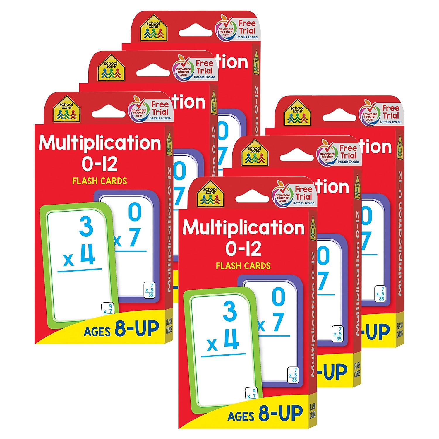 School Zone Publishing Multiplication 0-12 Flash Cards, 6 Packs (SZP04008-6)