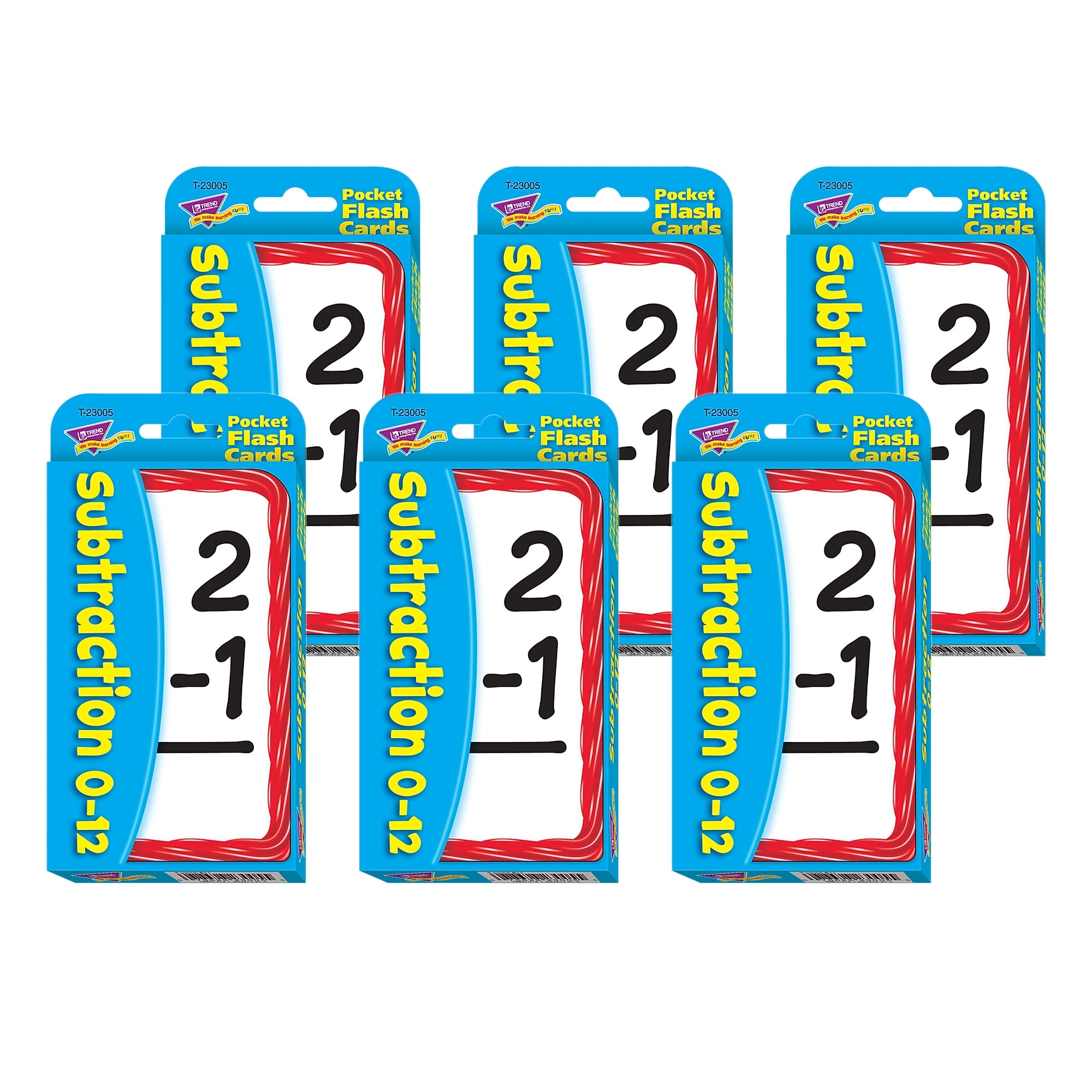 TREND Subtraction 0-12 Pocket Flash Cards, 6 Packs (T-23005-6)