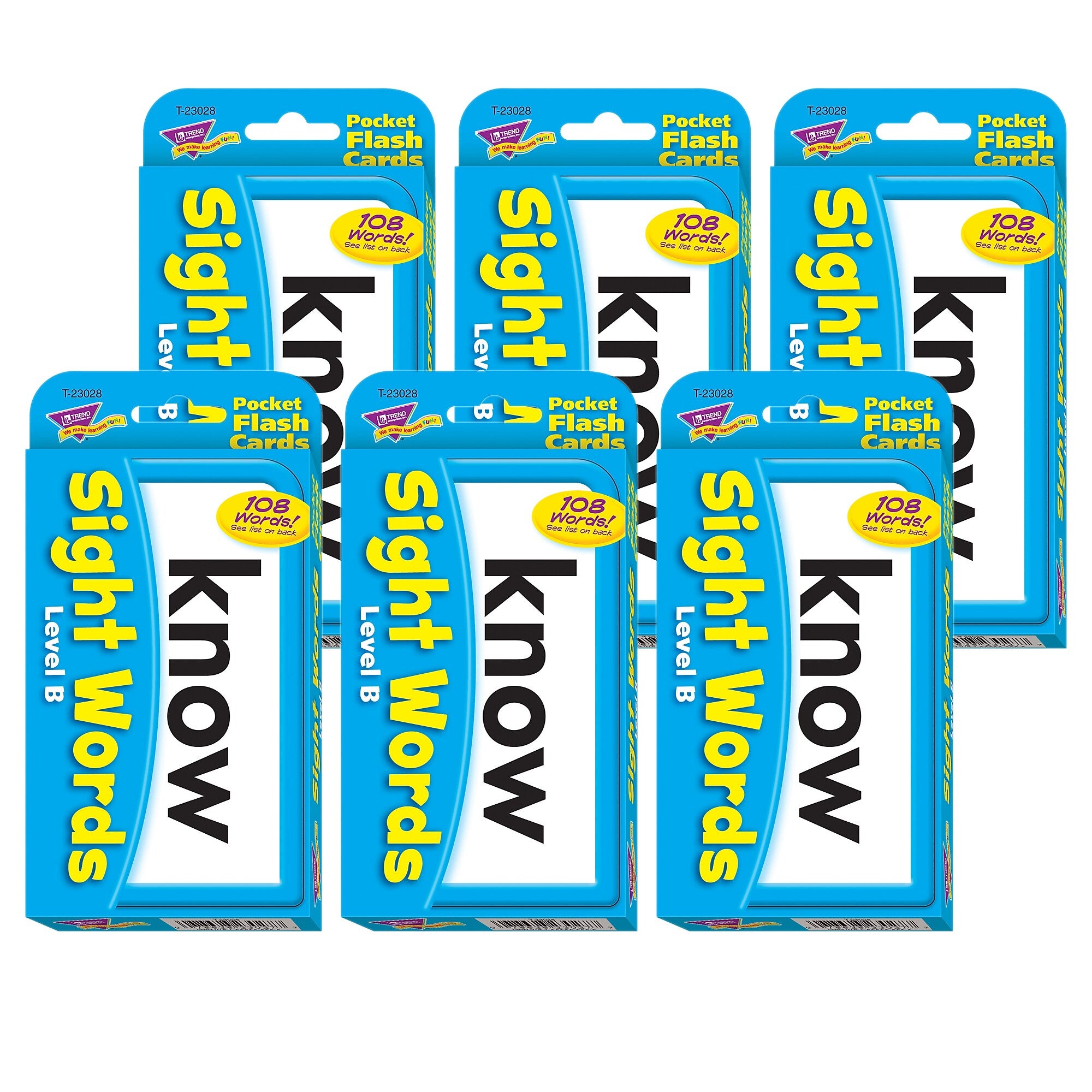 TREND Sight Words – Level B Pocket Flash Cards, 6 Packs (T-23028-6)
