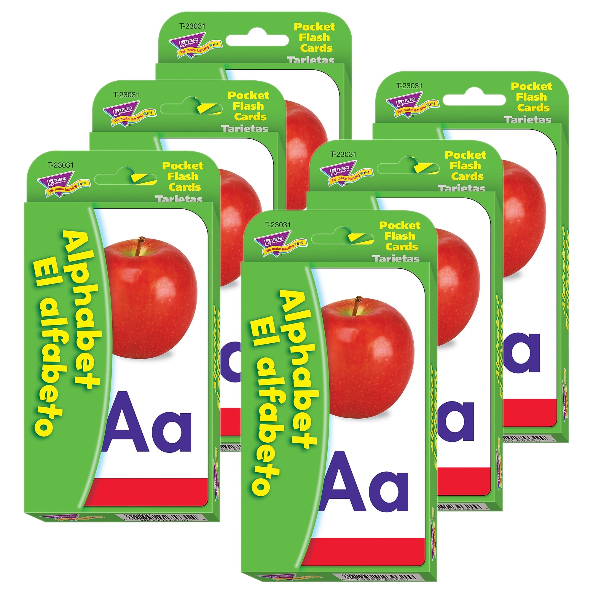 TREND Alphabet/El Alfabeto (EN/SP) Pocket Flash Cards, 6 Packs (T-23031-6)