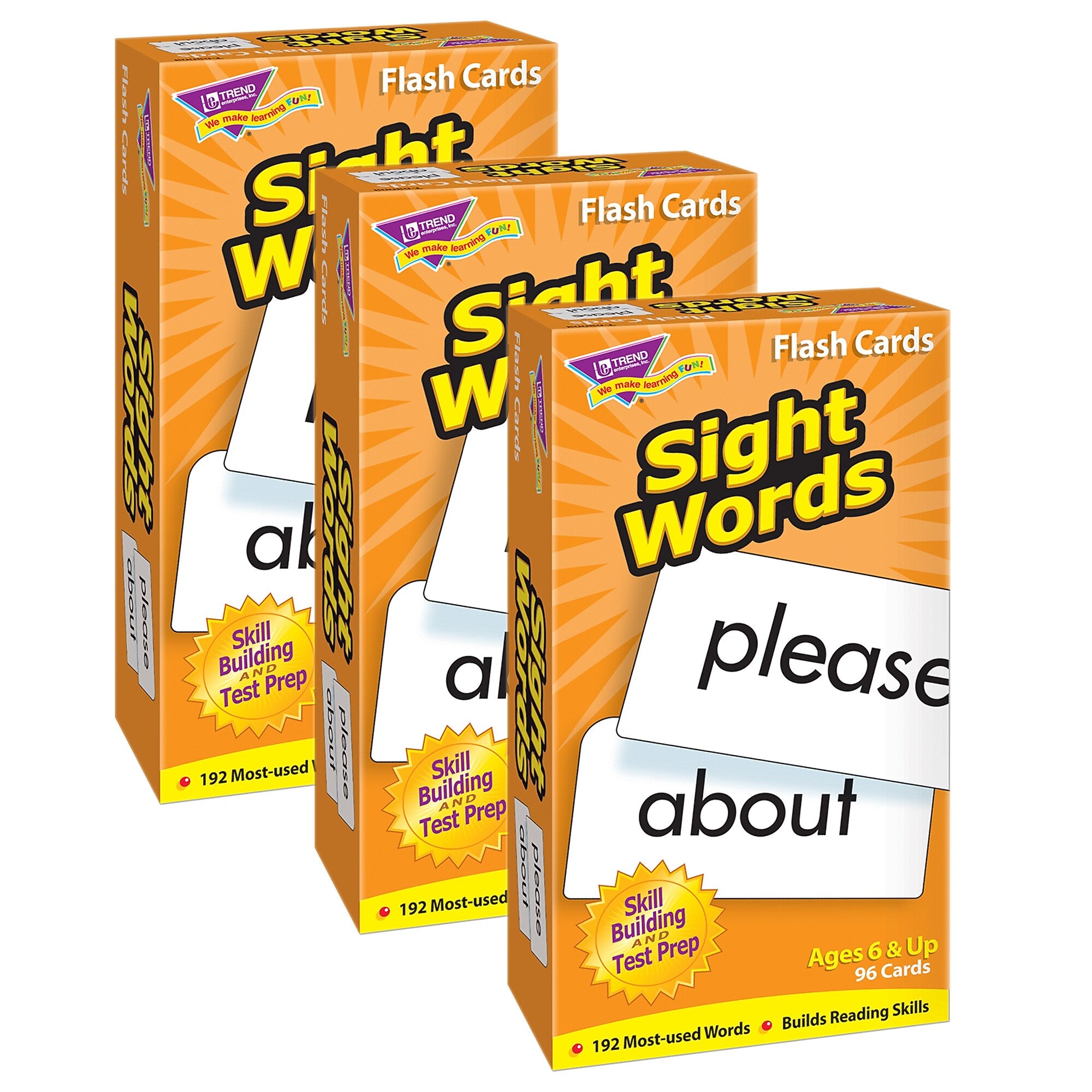 TREND Sight Words Skill Drill Flash Cards, 3 Packs (T-53003-3)
