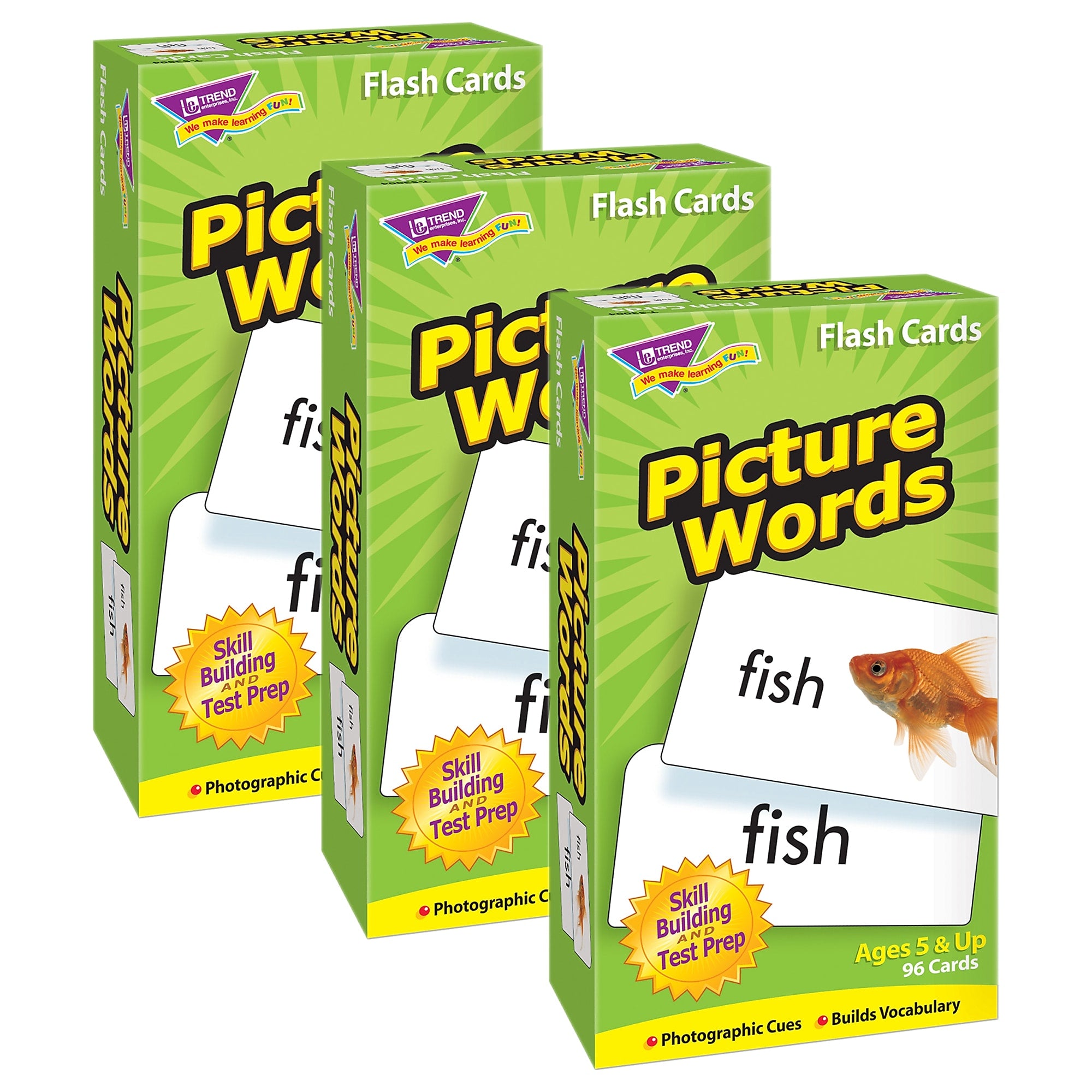 TREND Picture Words Skill Drill Flash Cards, 3 Packs (T-53004-3)