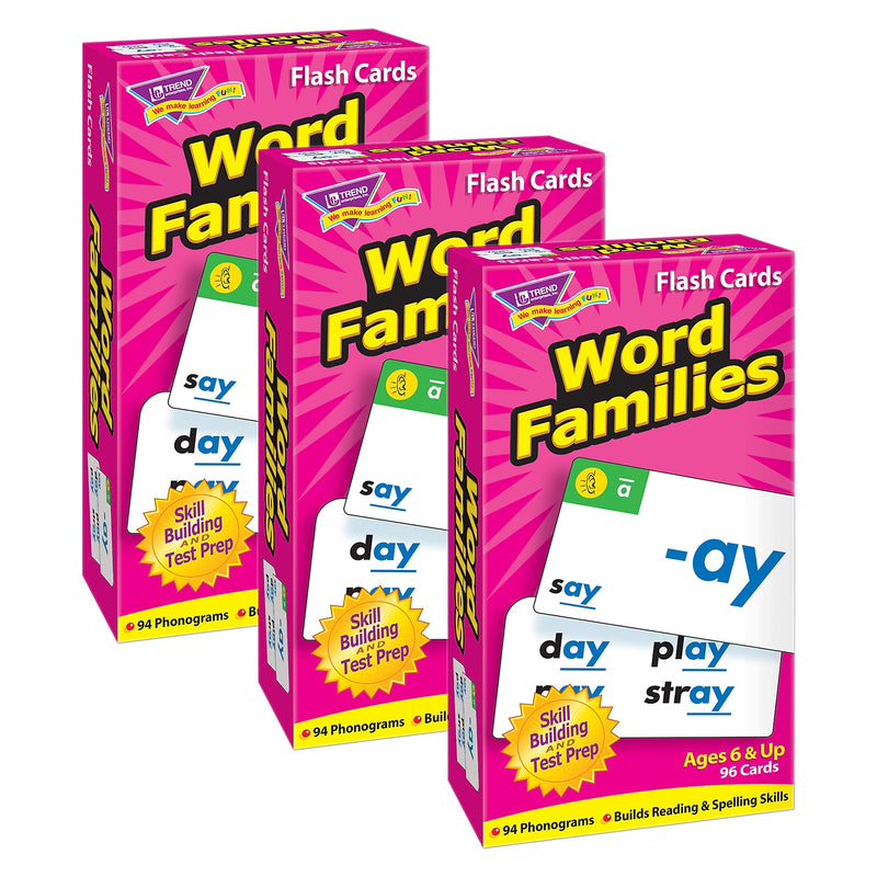 TREND Word Families Skill Drill Flash Cards, 3 Packs (T-53014-3)