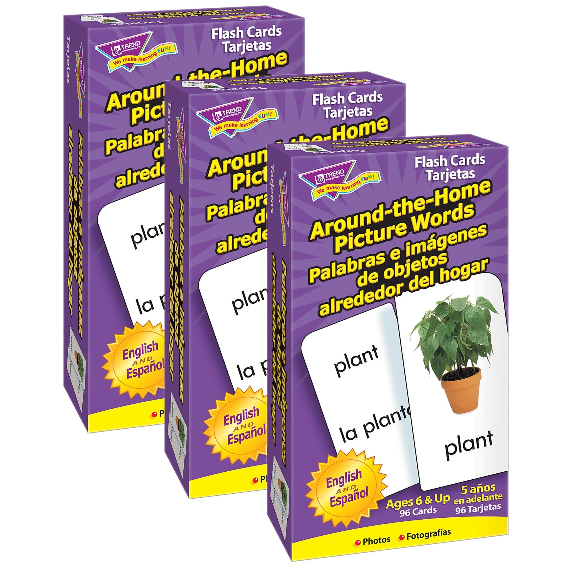 Trend Enterprises Around-the-Home/Palabras (EN/SP) Skill Drill Flash Cards, 3 Packs (T-53015-3)
