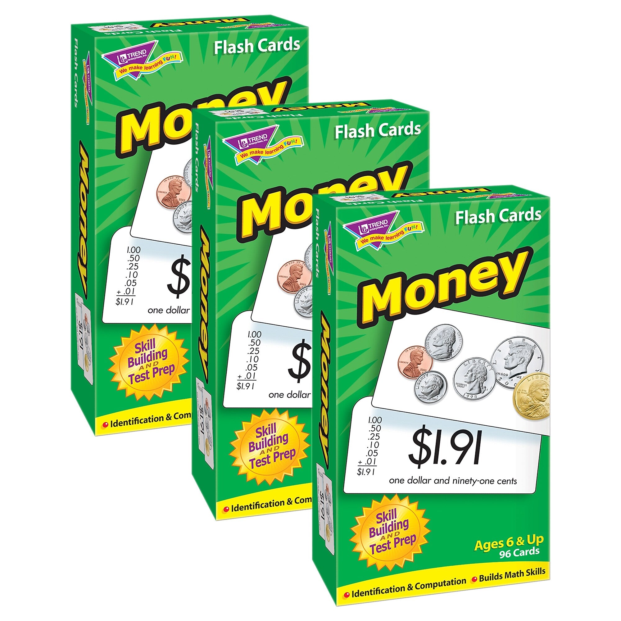 TREND Money Skill Drill Flash Cards, 3 Packs (T-53016-3)