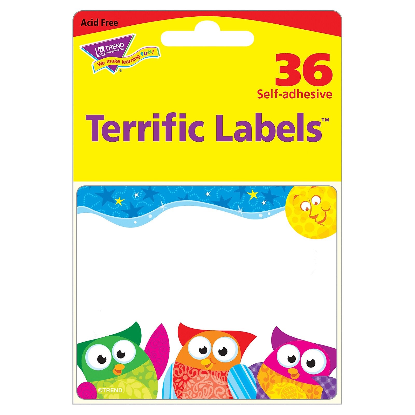 TREND Owl-Stars! Terrific Name Tag/Labels, 36 Per Pack, 6 Packs (T-68117-6)