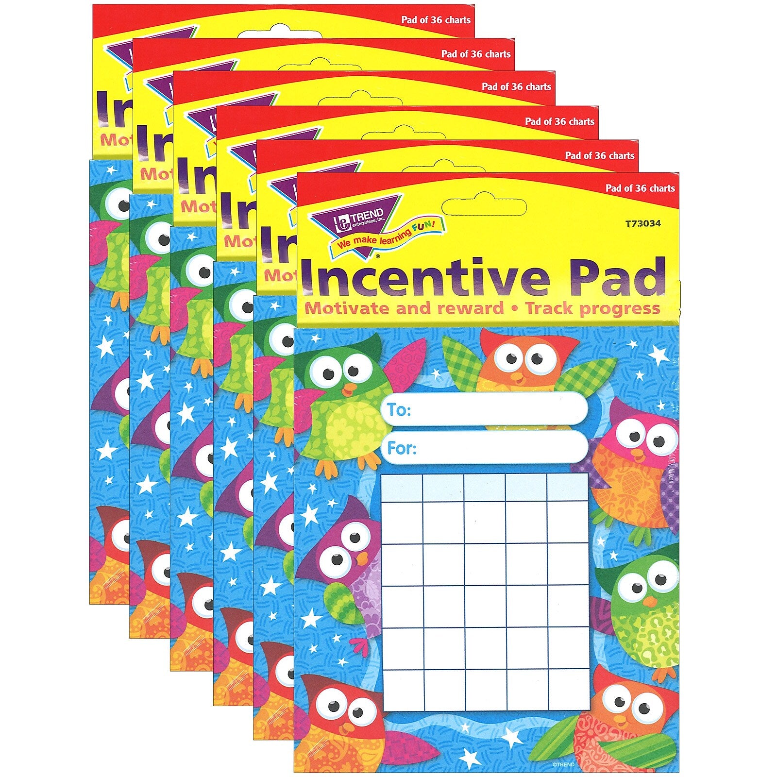 TREND Owl-Stars! Incentive Pad, Pack of 6 (T-73034-6)