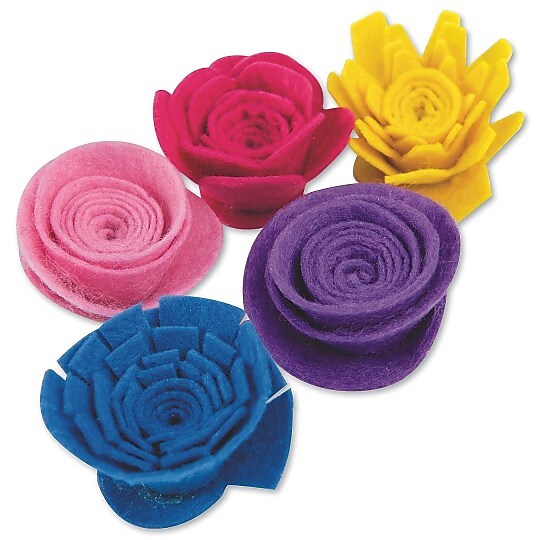 S&S Worldwide Felt Flower Roll Ups, Pack of 6 (FA3450)