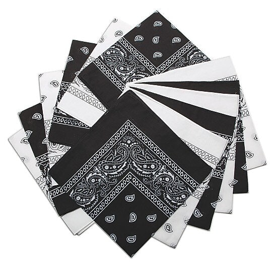 S&S Worldwide, Bandanna White/Black Pk12, (SL1055)
