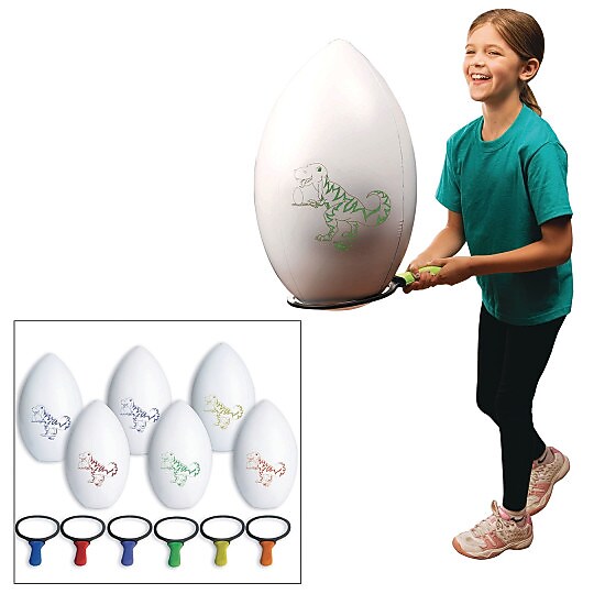 S&S Worldwide Spectrum Dino Egg And Spoon, 6/Set (W11949)