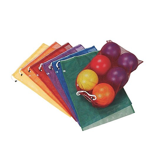 S&S Worldwide, Spectrum Mesh Drawstring Bags Medium Set 6, (W12422)
