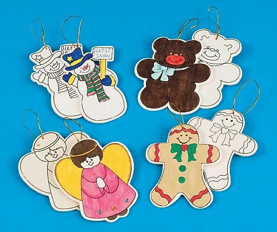 S&S Worldwide Wooden Christmas Ornaments, 48/Pack (CF-4410A)