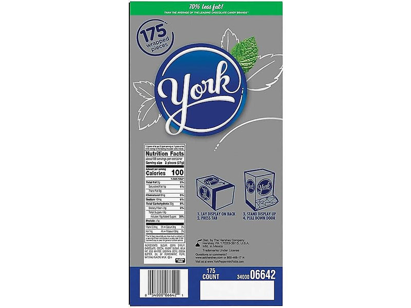 York Peppermint Patties Peppermint Dark Chocolate Candy Bar, 84 oz., 175/Box (HEC06643)