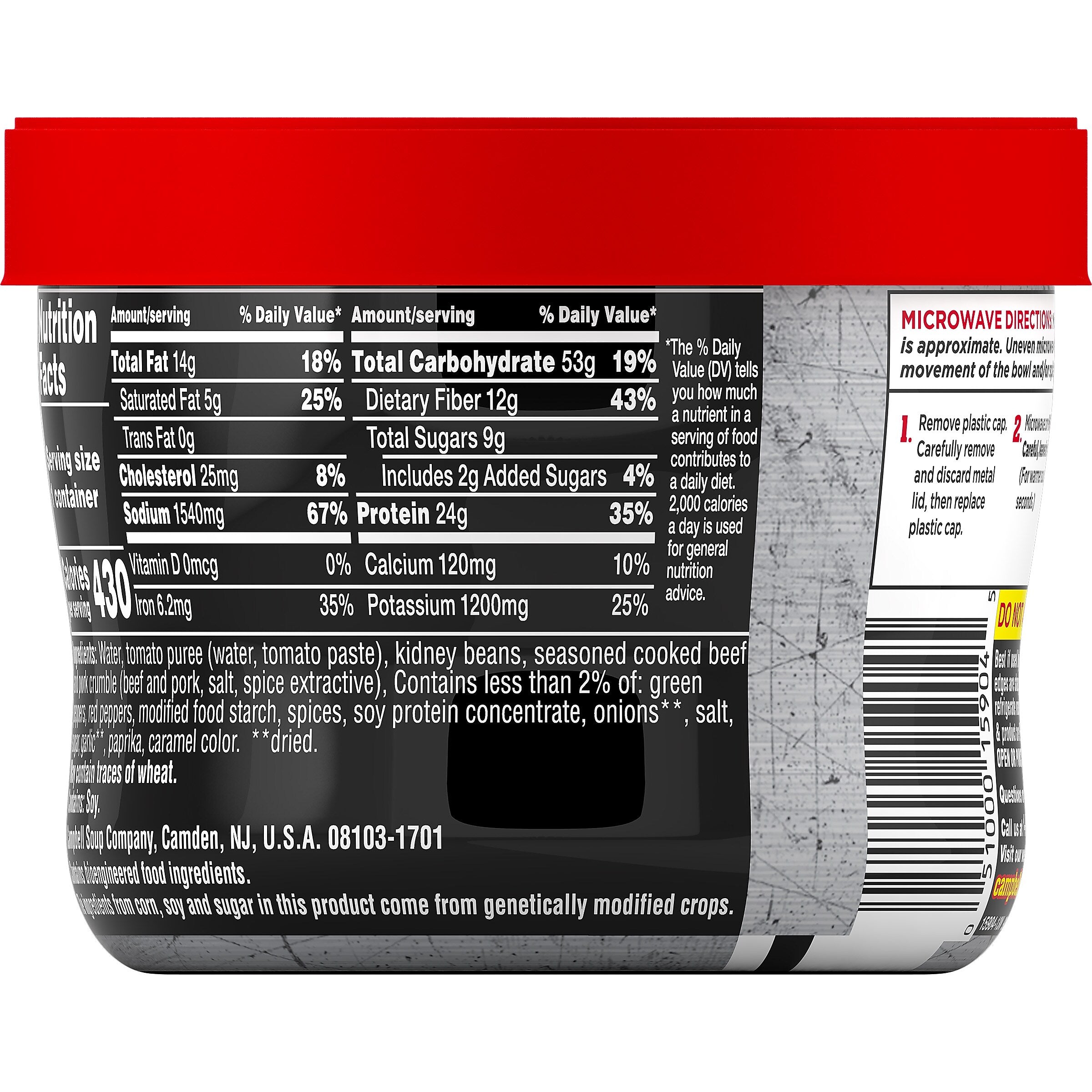 Campbell's Beef and Bean Chili Soup, 15.25 oz., 8/Box (351-00009)