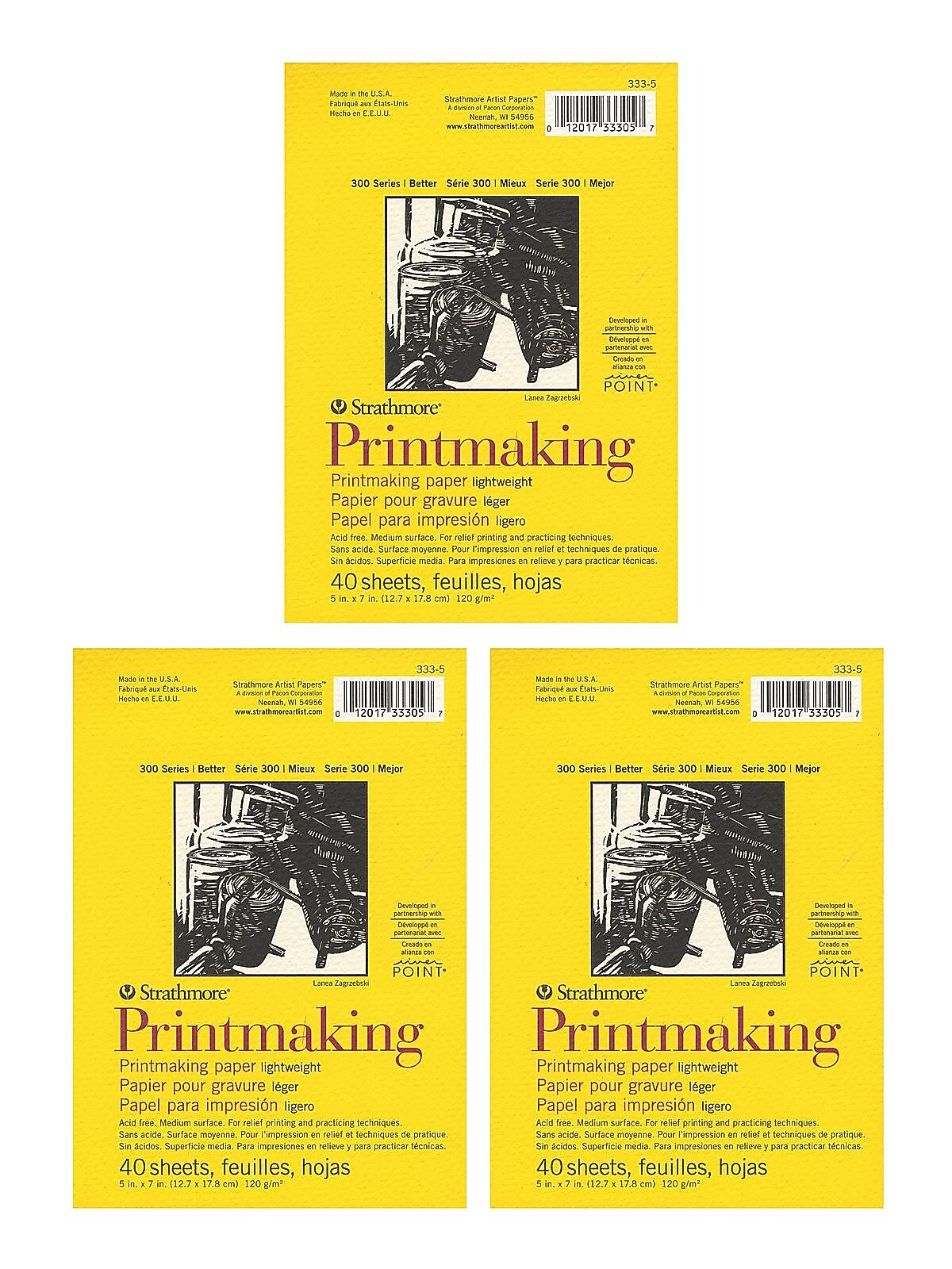 Strathmore Printmaking Paper Pads 5 in. x 7 in. 40 sheets [Pack of 3](PK3-333-5)