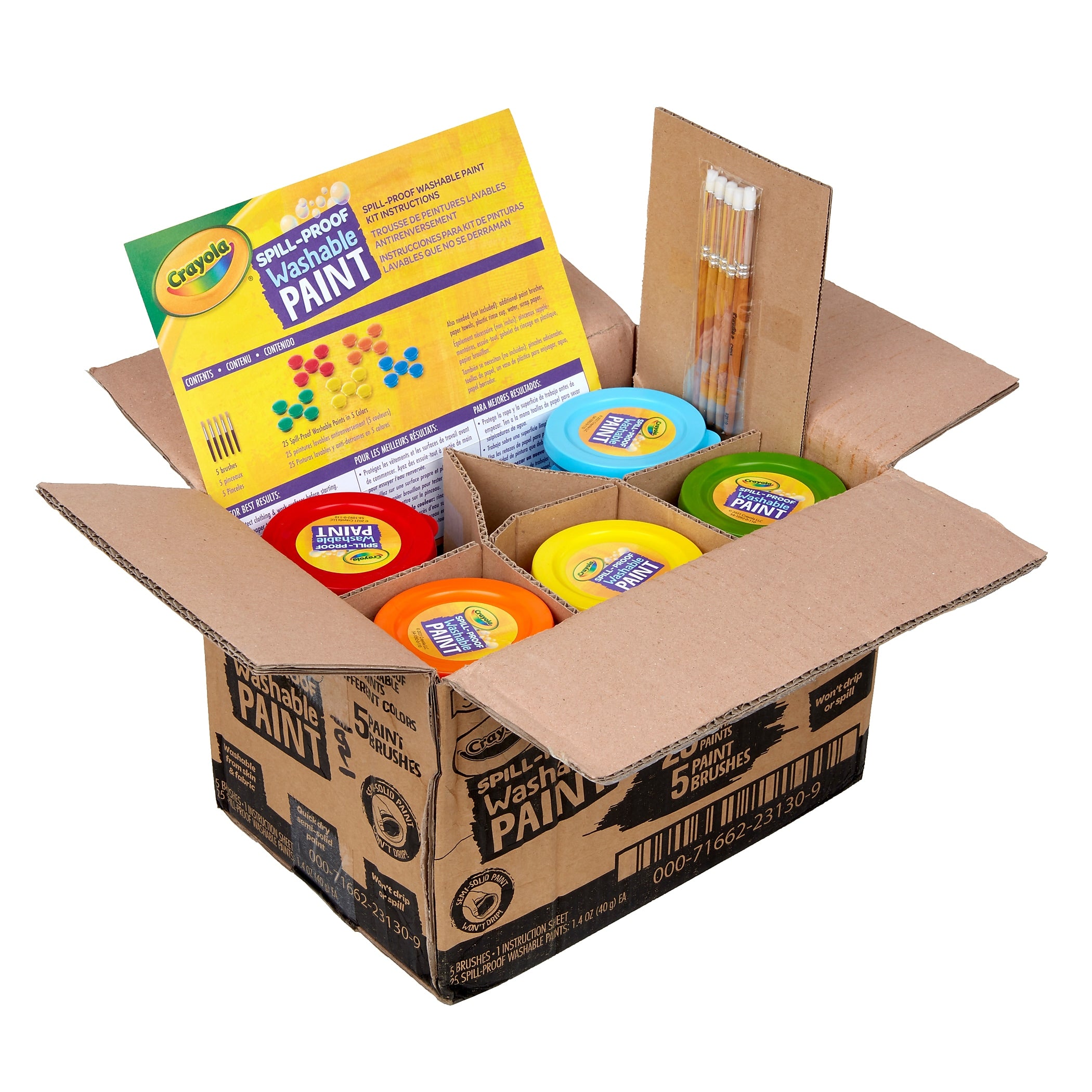 Crayola Spill Proof Washable Paints, 5 Assorted Colors, 25 Jars (BIN542313)
