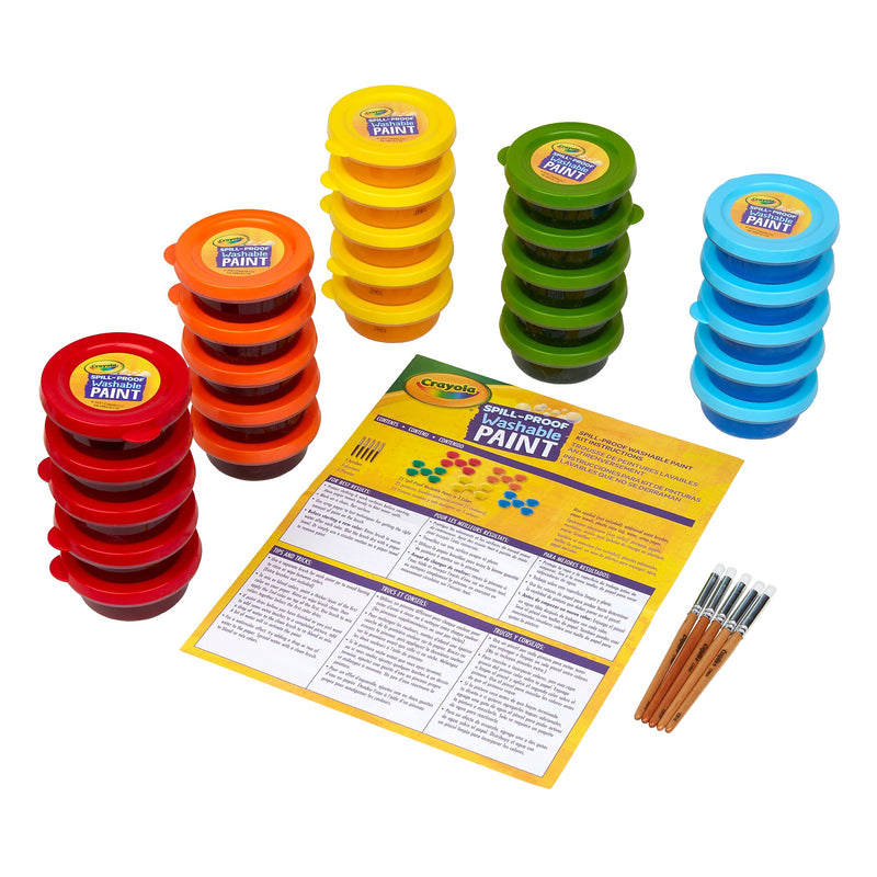 Crayola Spill Proof Washable Paints, 5 Assorted Colors, 25 Jars (BIN542313)