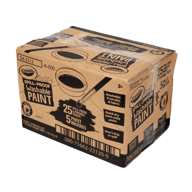 Crayola Spill Proof Washable Paints, 5 Assorted Colors, 25 Jars (BIN542313)