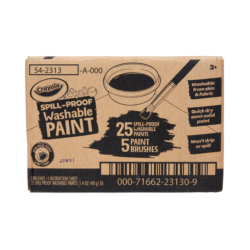Crayola Spill Proof Washable Paints, 5 Assorted Colors, 25 Jars (BIN542313)
