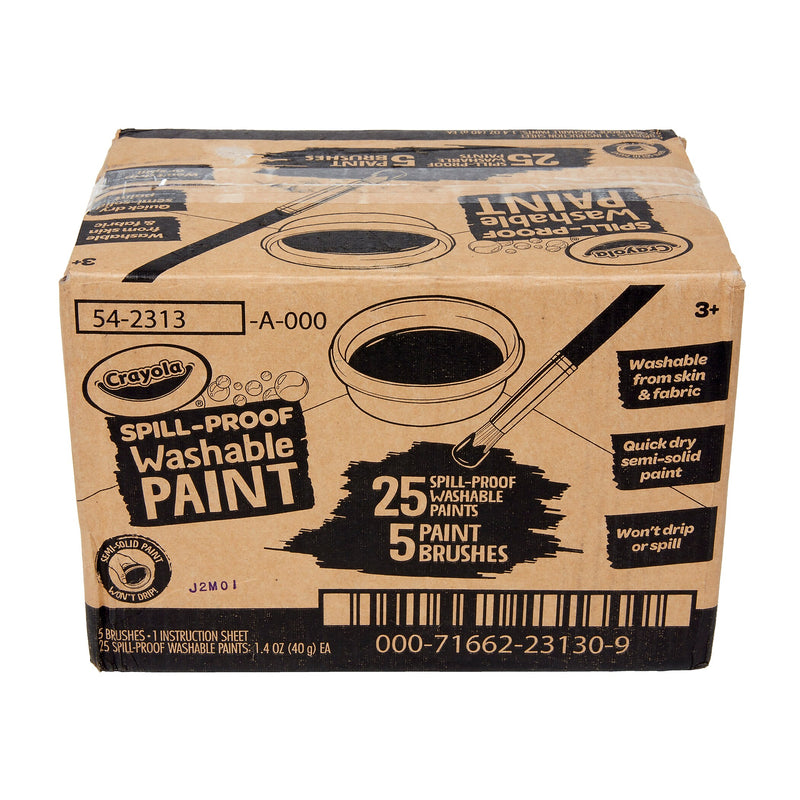 Crayola Spill Proof Washable Paints, 5 Assorted Colors, 25 Jars (BIN542313)