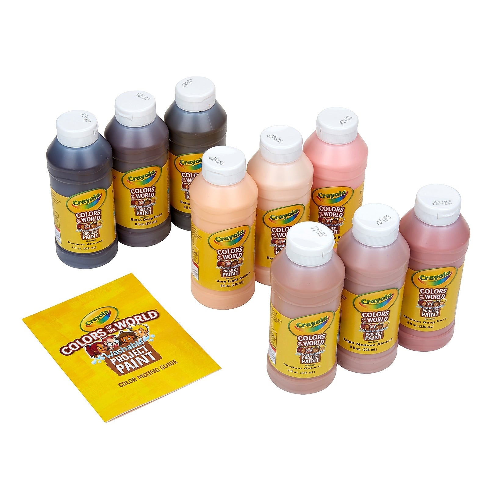 Crayola Colors of the World Spill Proof Washable Project Paints, Assorted Colors, 8 oz., Set of 9 (BIN542314)