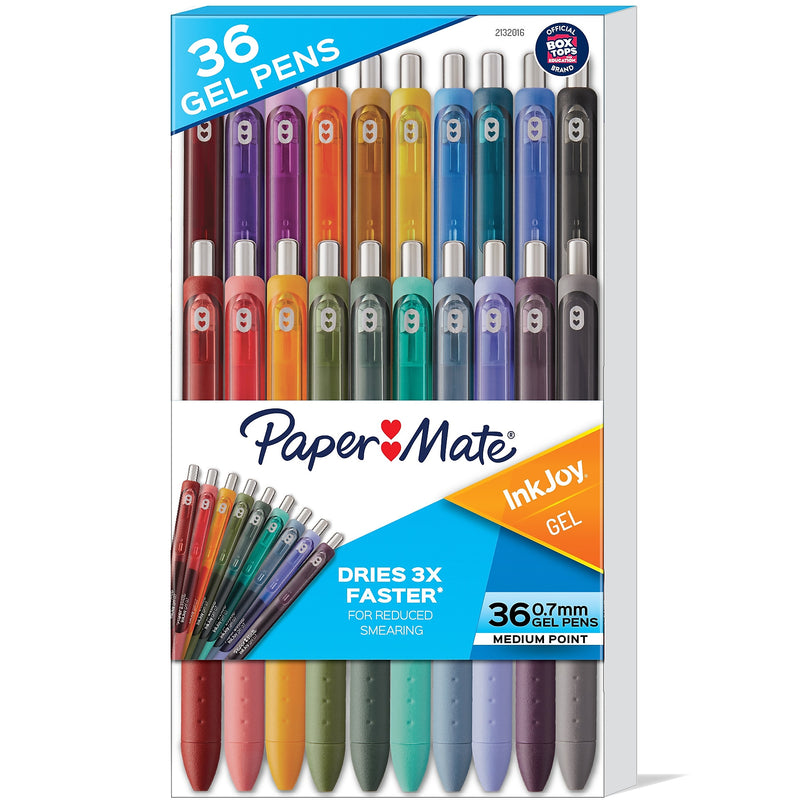 Paper Mate InkJoy Gel Pens, Medium Point, 0.7mm, Assorted Colors, 36/Pack (SAN2132016)