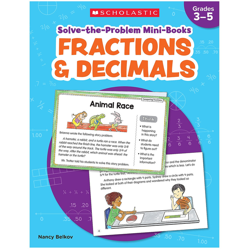 Scholastic Grades 3-5 Solve-the-Problem Mini Books: Fractions & Decimals Workbook