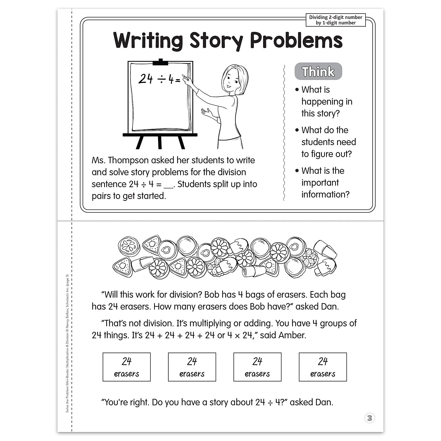 Scholastic Grades 2-4 Solve-the-Problem Mini Books: Multiplication & Division Workbook